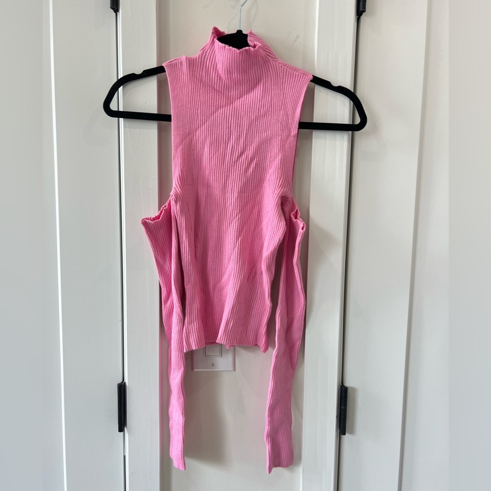 Pink Open Shoulder Turtle Neck - Picture 2 of 3
